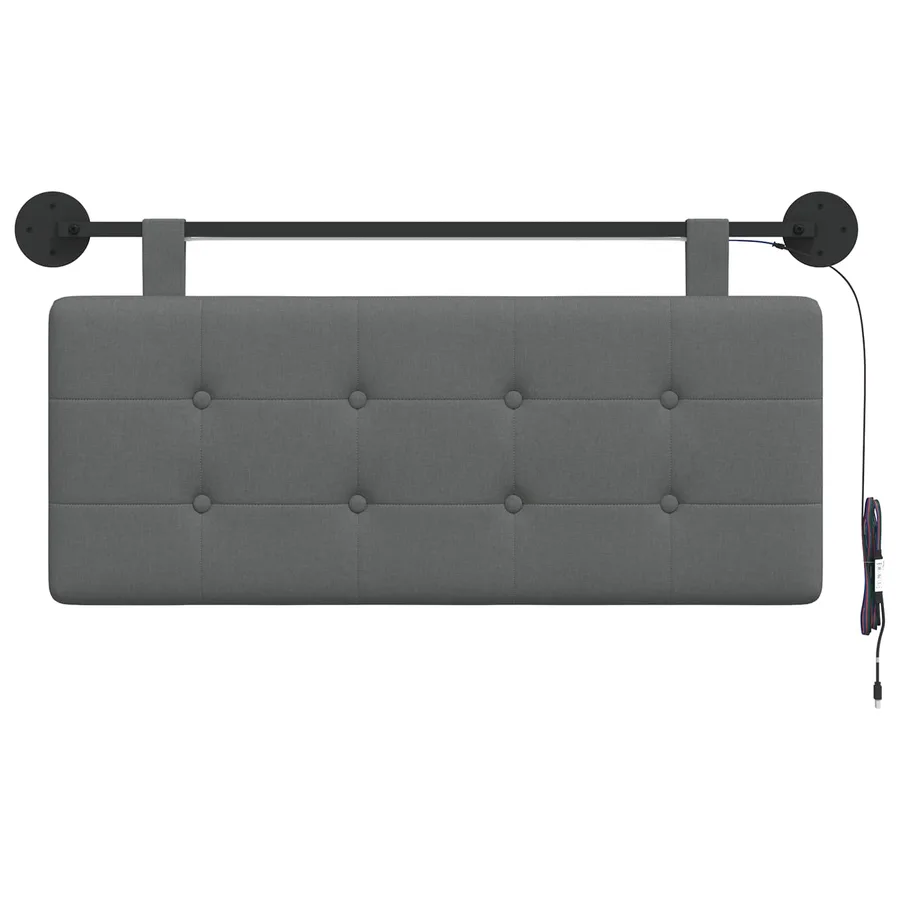 Tête de lit suspendue Avec lumière LED Gris foncé Tissu - 6