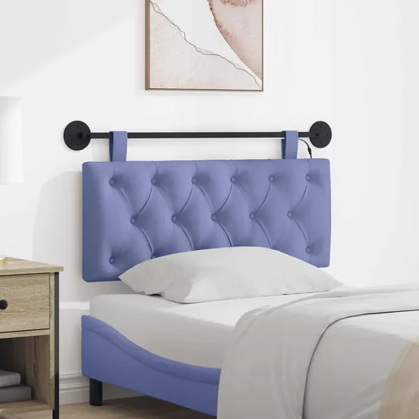 Tête de lit suspendue Avec lumière LED Bleu denim Tissu
