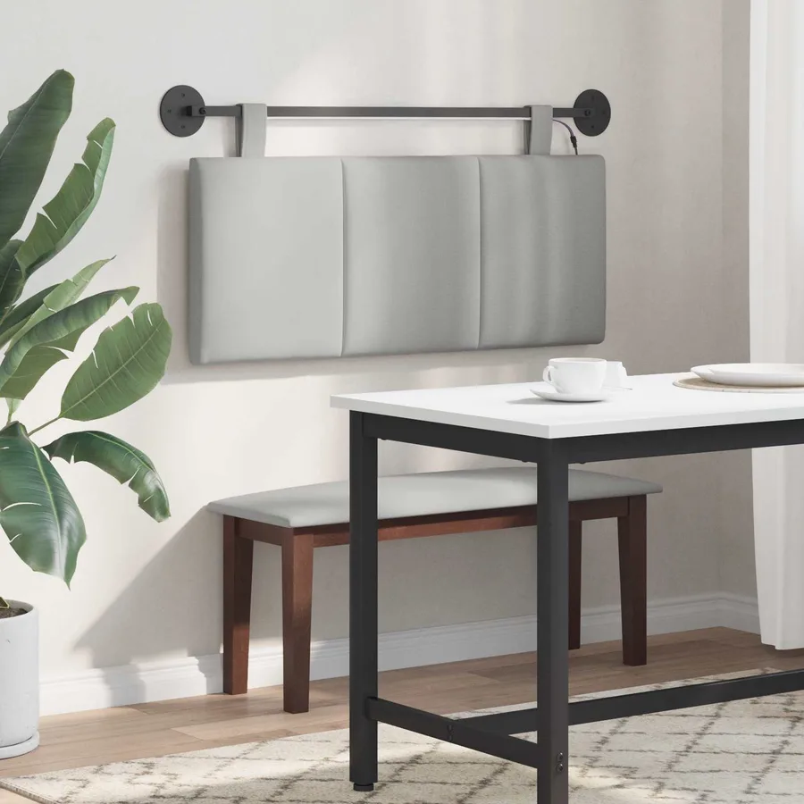Tête de lit suspendue Avec lumière LED Gris nuage Tissu - 4