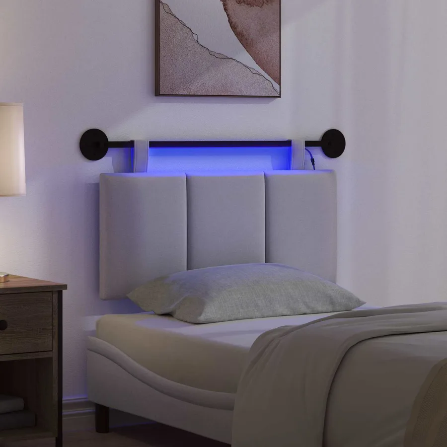 Tête de lit suspendue Avec lumière LED Gris nuage Tissu - 5
