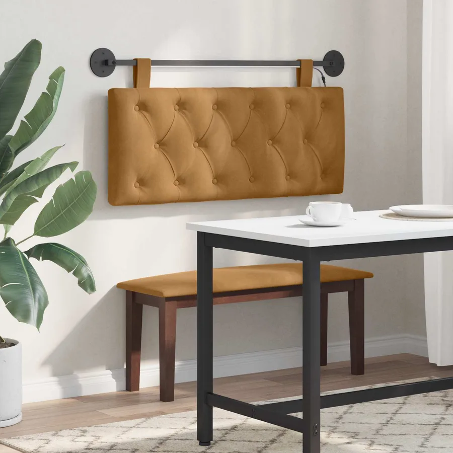 Tête de lit suspendue Avec lumière LED Marron Velours - 4