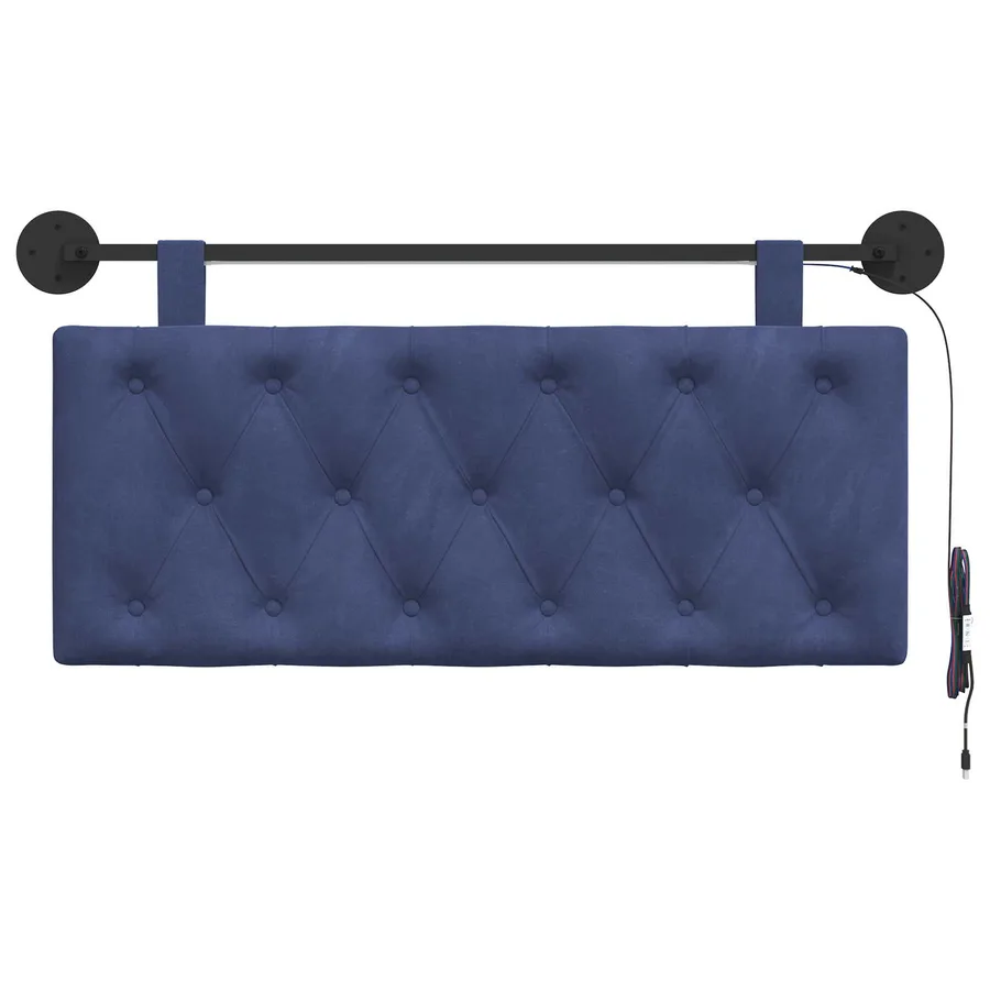 Tête de lit suspendue Avec lumière LED Bleu police Velours - 6