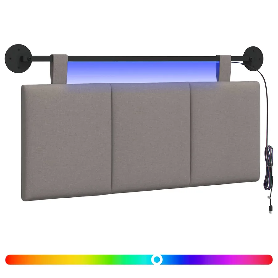 Tête de lit suspendue Avec lumière LED Taupe Tissu - 2