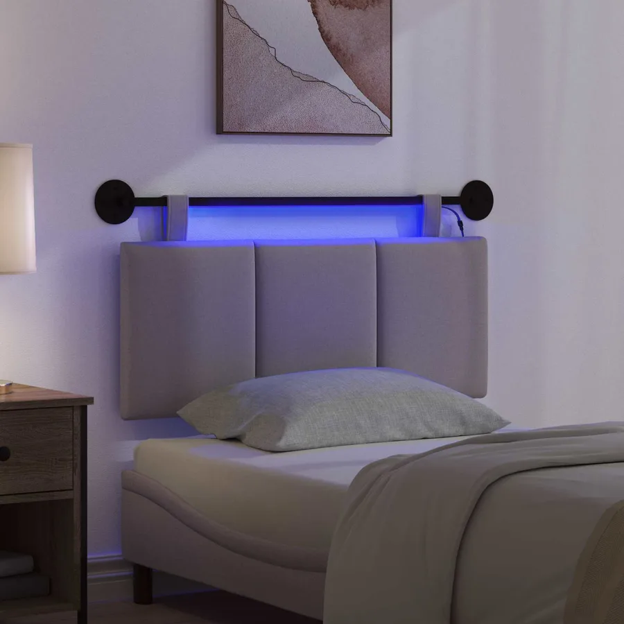 Tête de lit suspendue Avec lumière LED Taupe Tissu - 5