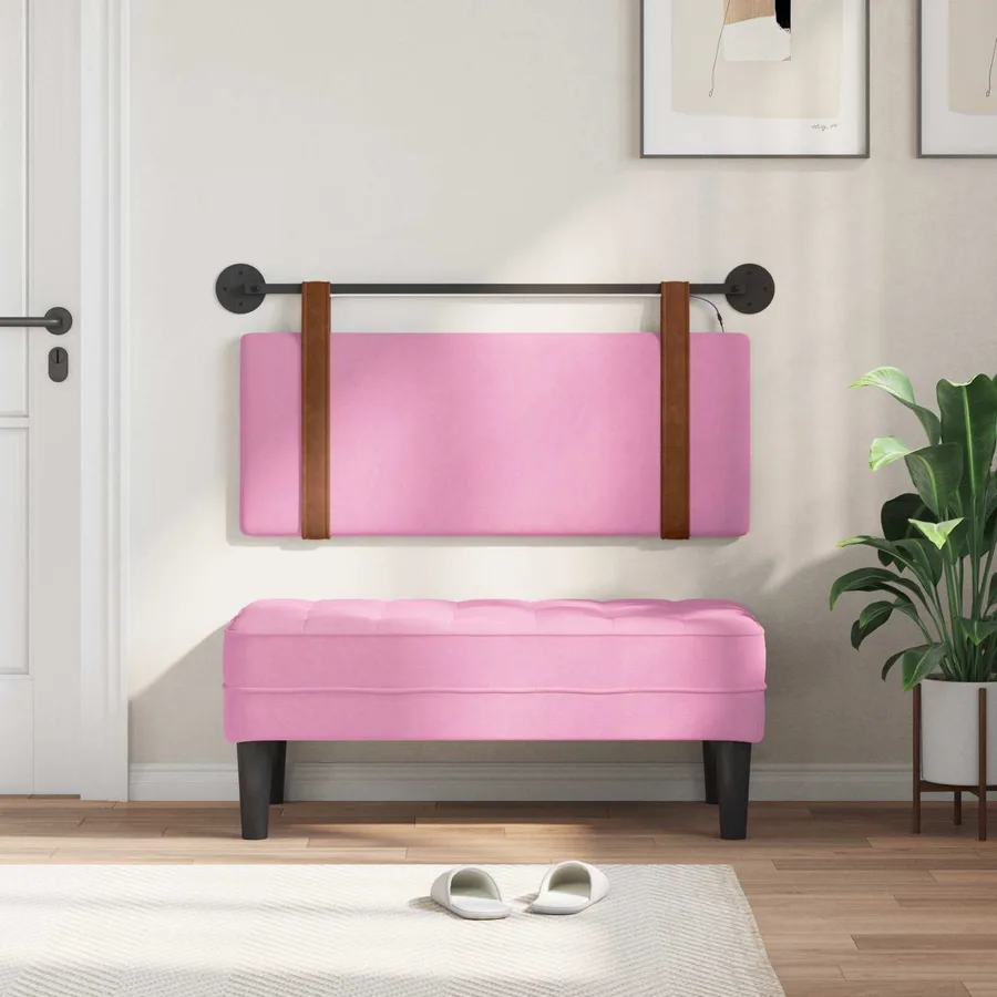 Tête de lit suspendue Avec lumière LED Rose PU antique - 3