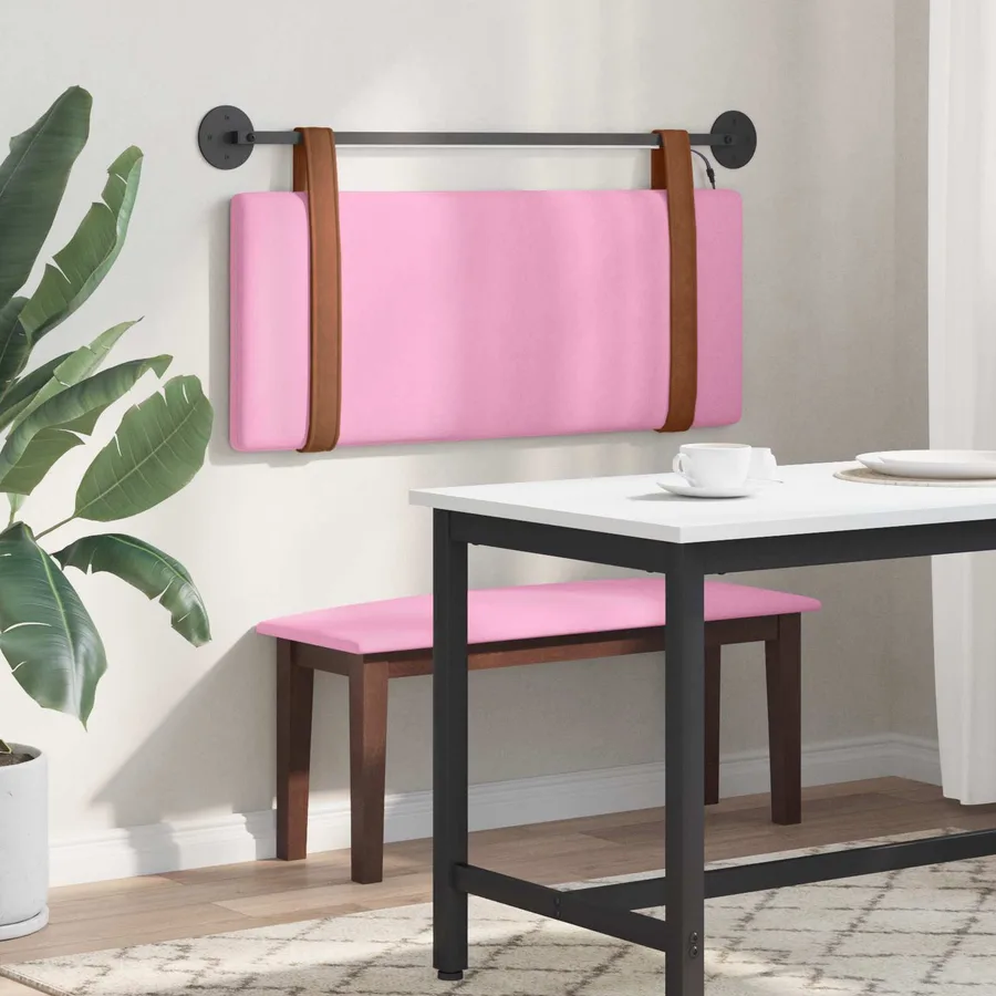 Tête de lit suspendue Avec lumière LED Rose PU antique - 4