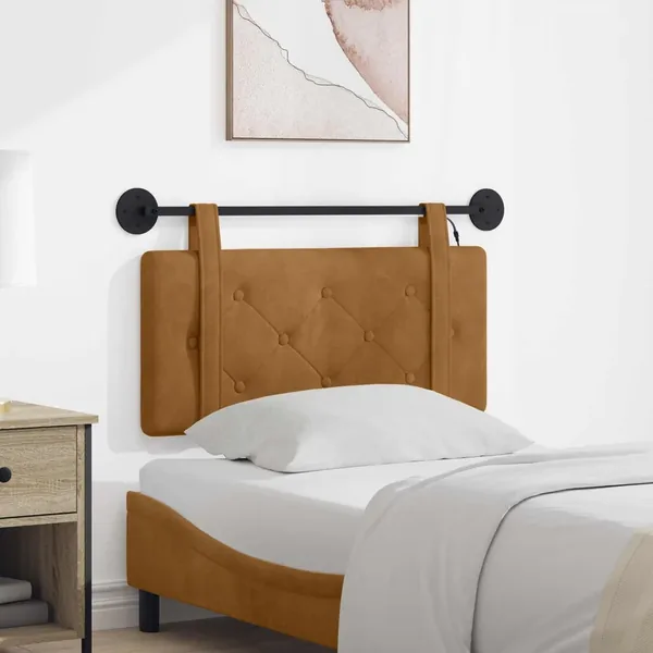 Tête de lit suspendue Avec lumière LED Marron Velours