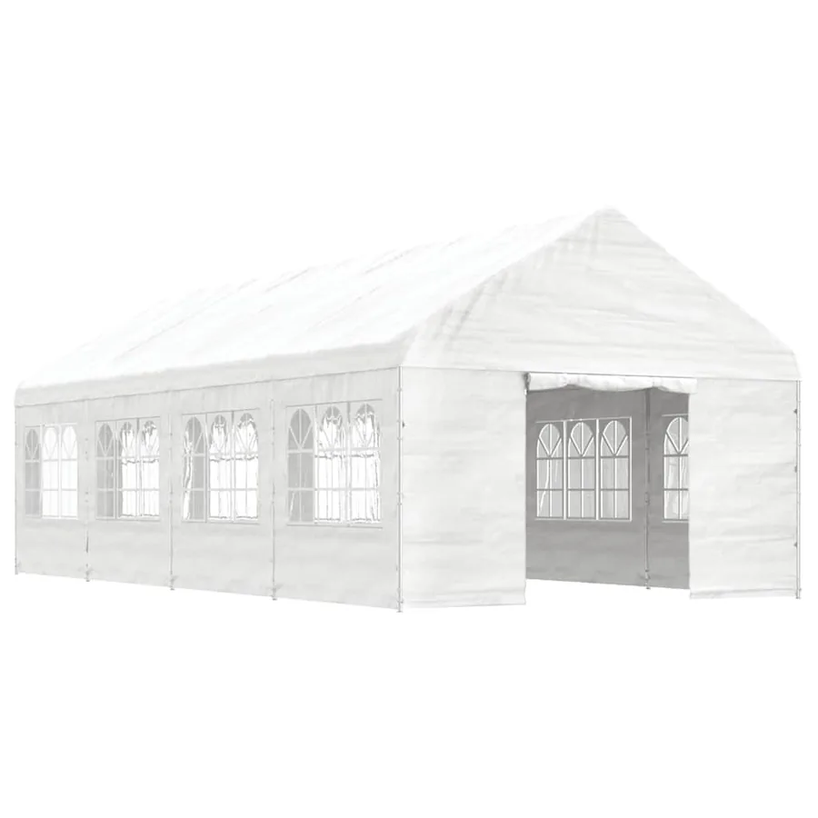Belvédère avec toit blanc 8,92x4,08x3,22 m polyéthylène - 2