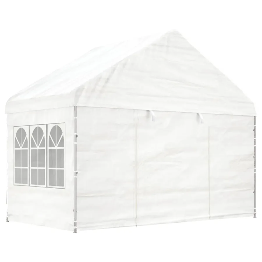 Belvédère avec toit blanc 8,92x4,08x3,22 m polyéthylène - 3