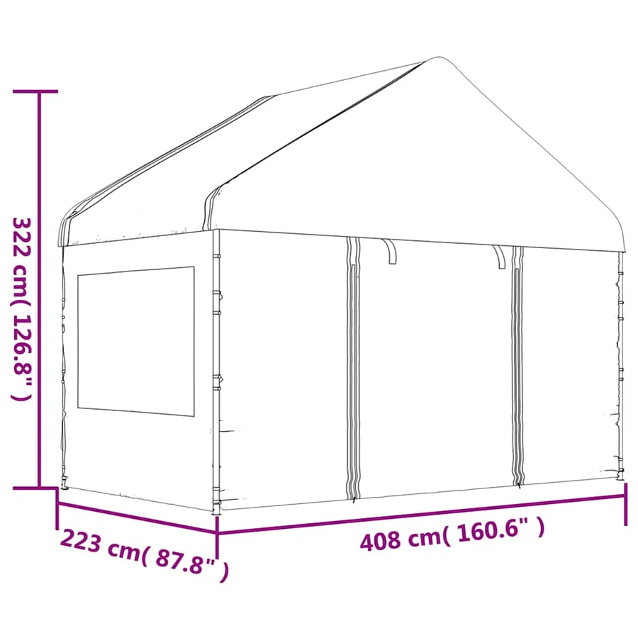 Belvédère avec toit blanc 8,92x4,08x3,22 m polyéthylène - 8