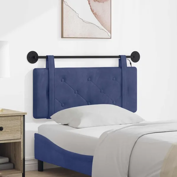 Tête de lit suspendue Avec lumière LED Bleu police Velours