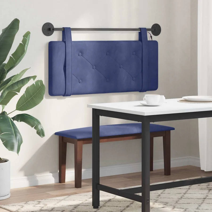 Tête de lit suspendue Avec lumière LED Bleu police Velours - 4