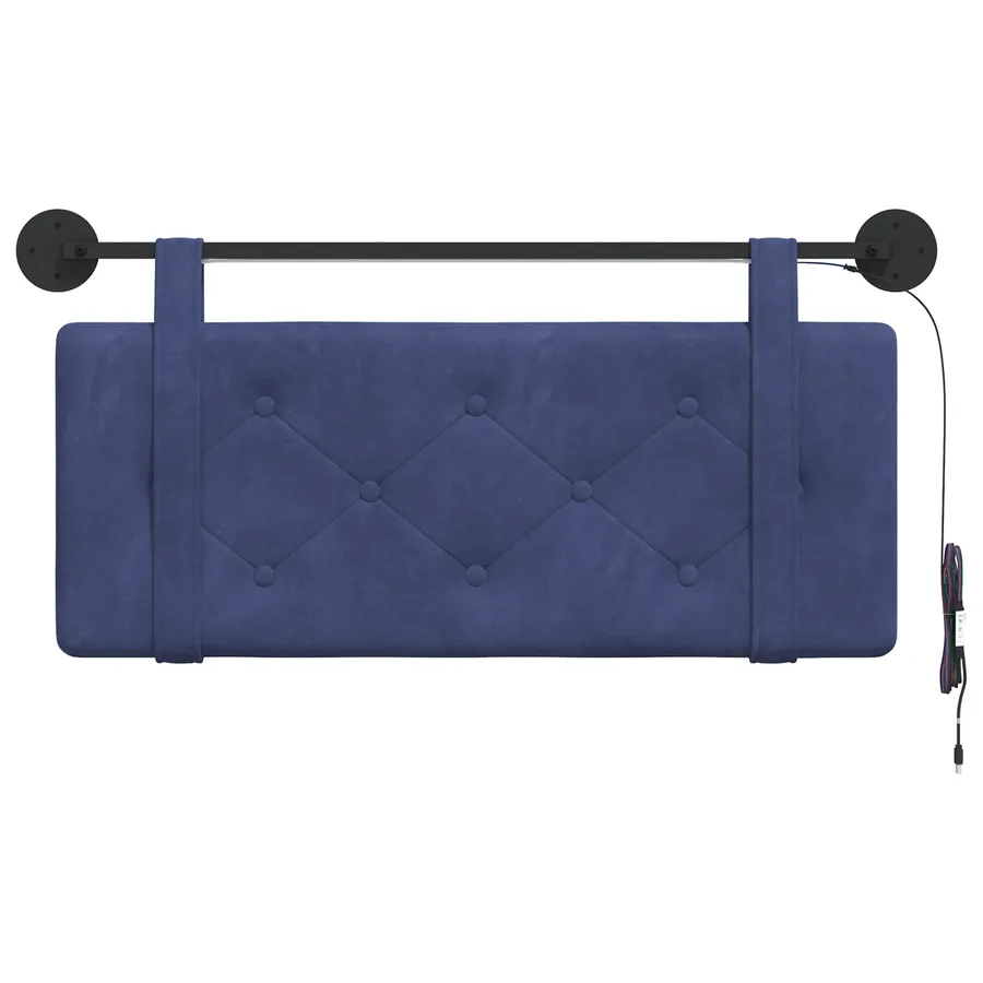 Tête de lit suspendue Avec lumière LED Bleu police Velours - 6