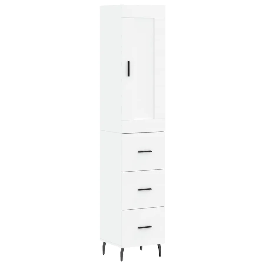 Buffet haut Blanc 34,5x34x180 cm Bois d'ingénierie - 2
