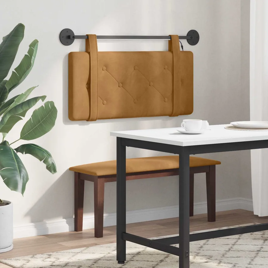 Tête de lit suspendue Avec lumière LED Marron Velours - 4