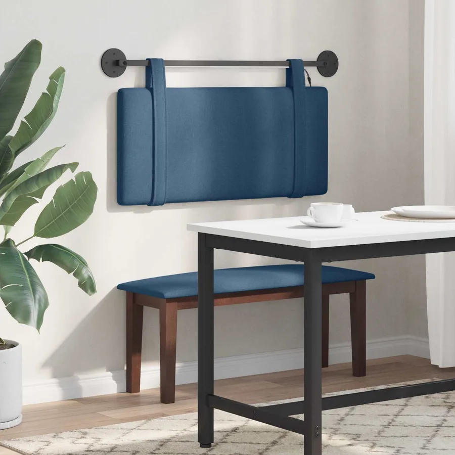 Tête de lit suspendue Avec lumière LED Bleu Tissu - 4