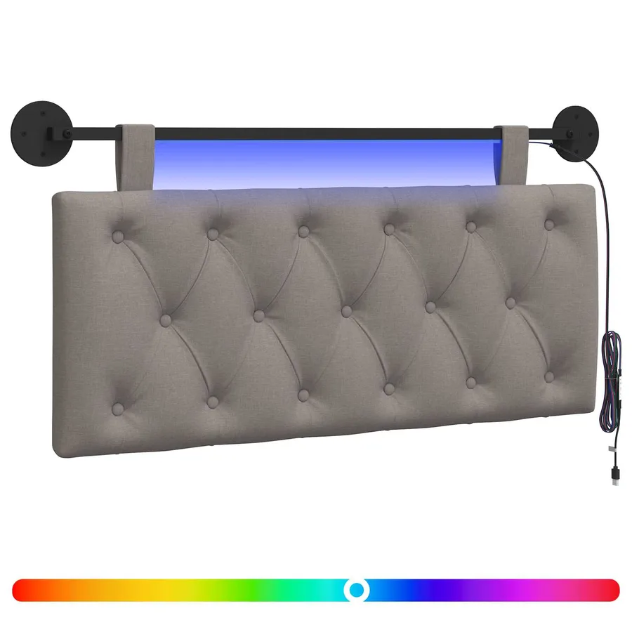 Tête de lit suspendue Avec lumière LED Taupe Tissu - 2
