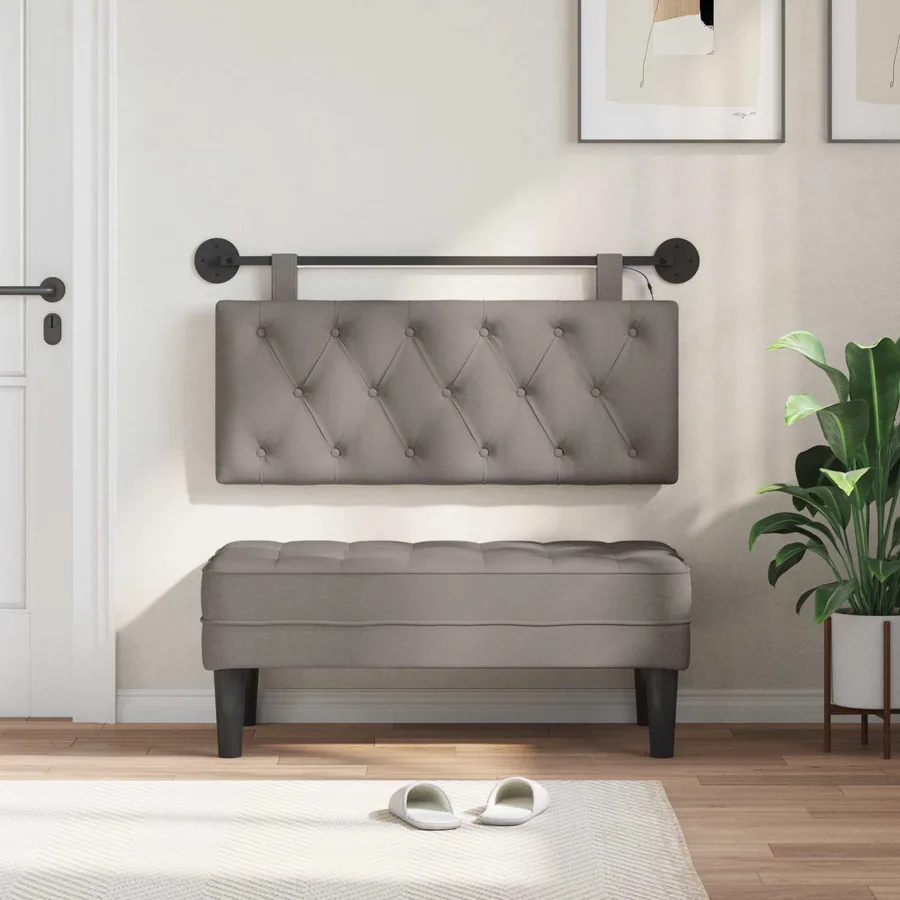 Tête de lit suspendue Avec lumière LED Taupe Tissu - 3