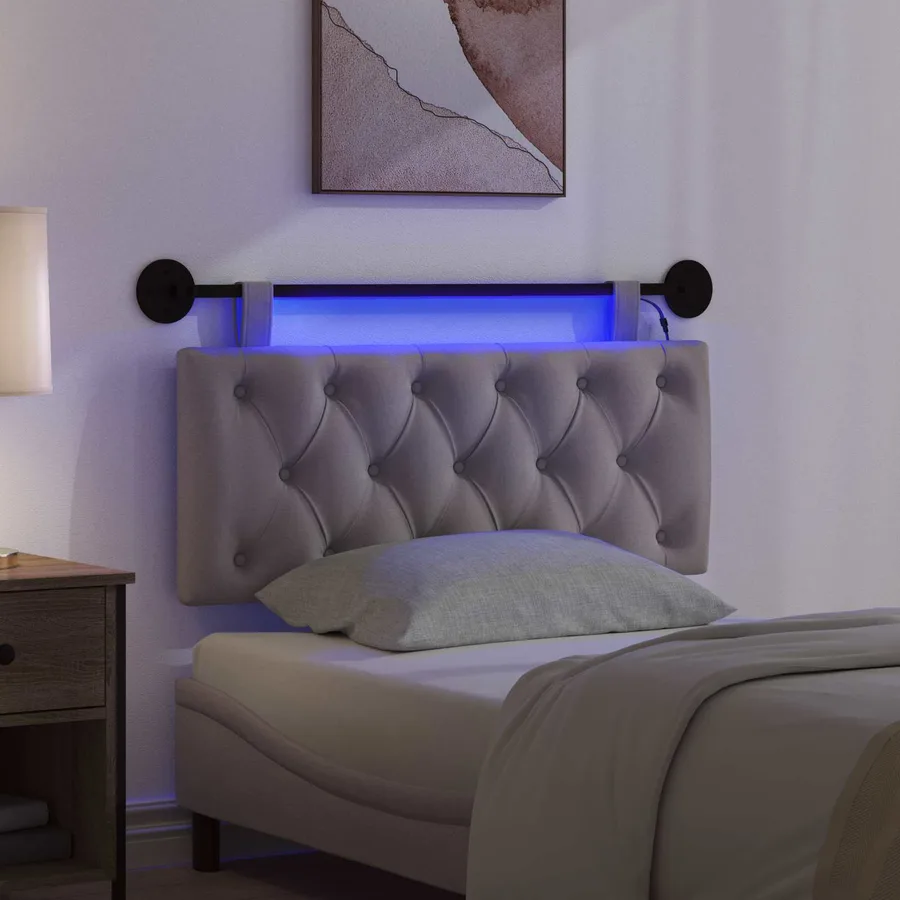 Tête de lit suspendue Avec lumière LED Taupe Tissu - 5