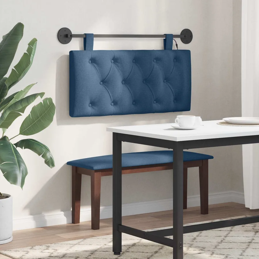 Tête de lit suspendue Avec lumière LED Bleu Tissu - 4