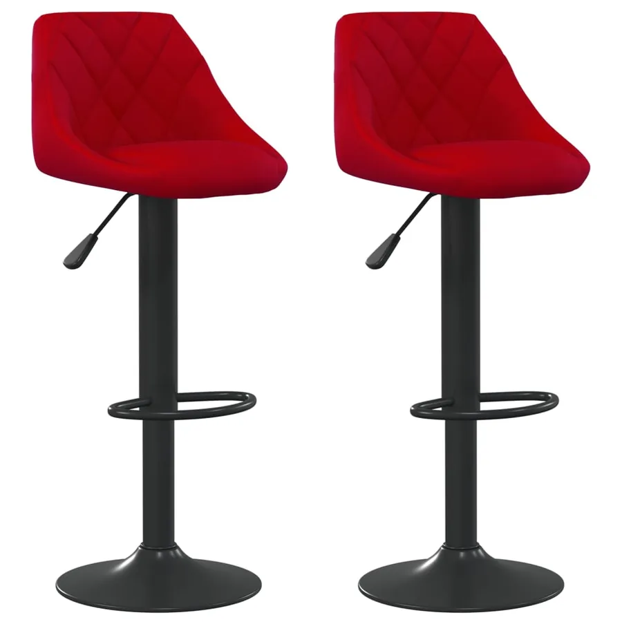 Tabourets de bar lot de 2 rouge bordeaux velours - 2