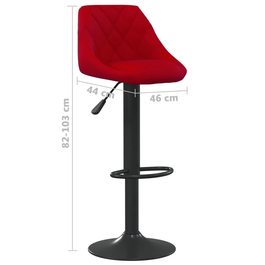Tabourets de bar lot de 2 rouge bordeaux velours - 9