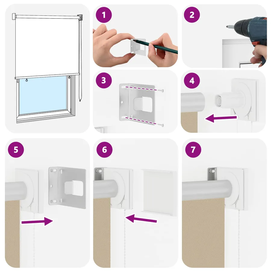 Store roulant extérieur protection UV Beige 85 x 230 cm (L x H) - 9