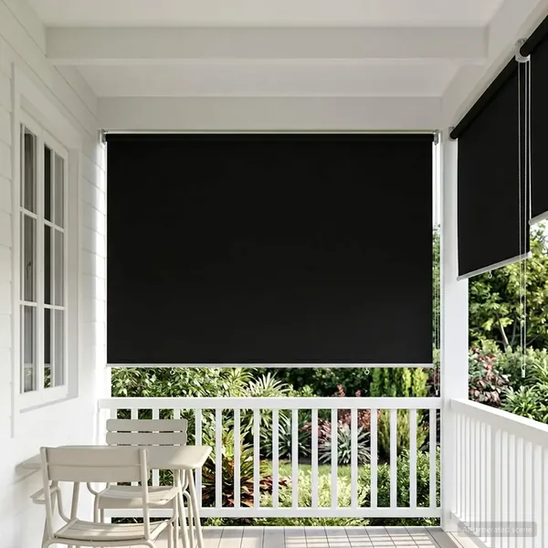Store roulant extérieur protection UV Noir 145 x 140 cm (L x H)