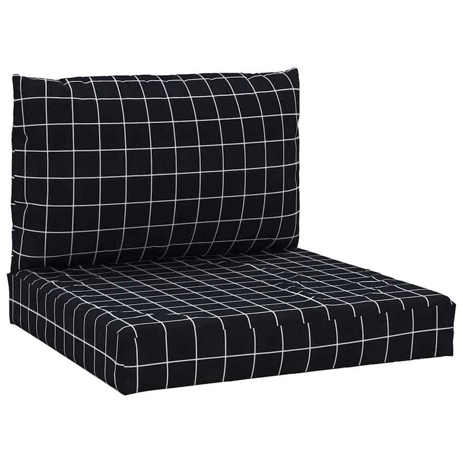 Coussins de palette lot de 2 motif à carreaux noir tissu Oxford - 2