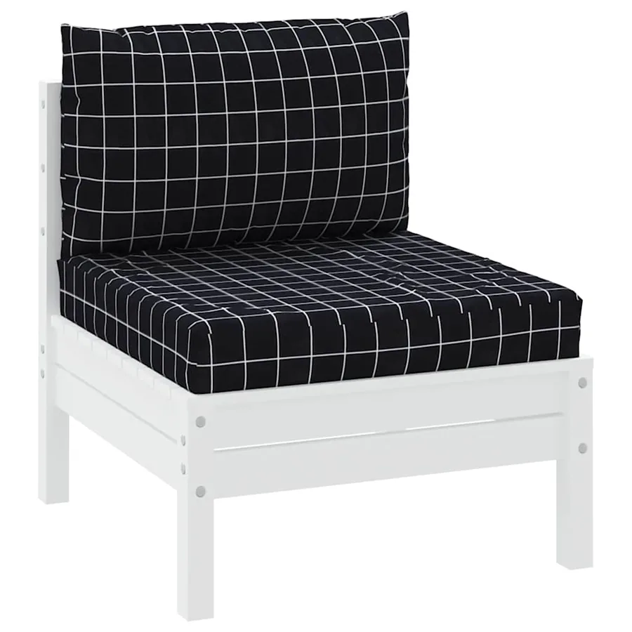 Coussins de palette lot de 2 motif à carreaux noir tissu Oxford - 3
