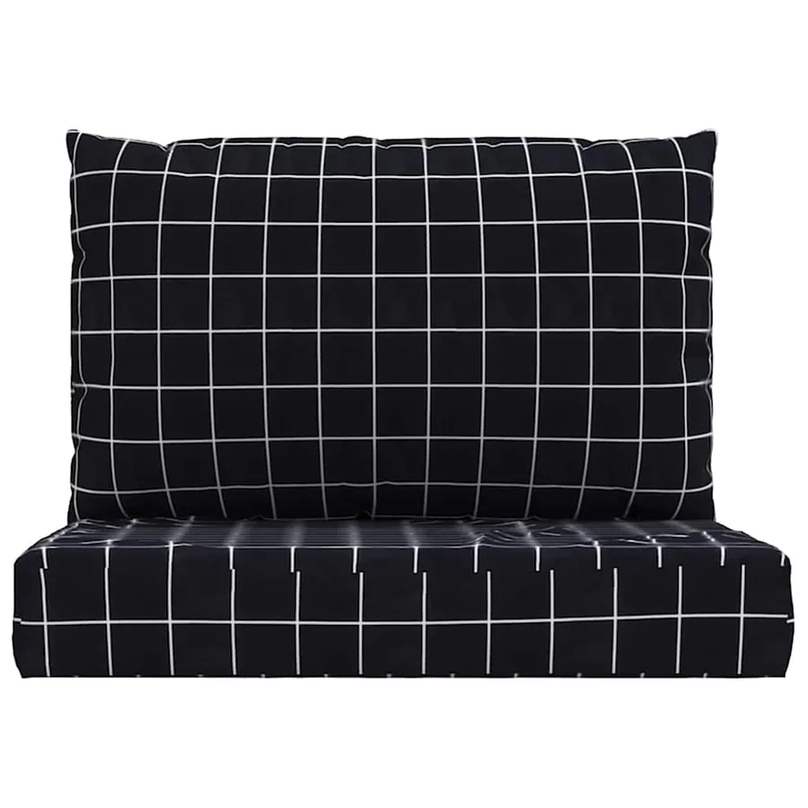 Coussins de palette lot de 2 motif à carreaux noir tissu Oxford - 4