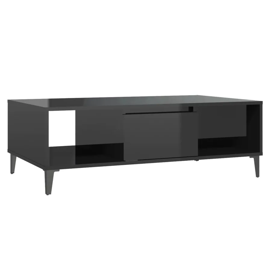 Table basse noir brillant 103,5x60x35 cm bois d'ingénierie - 2