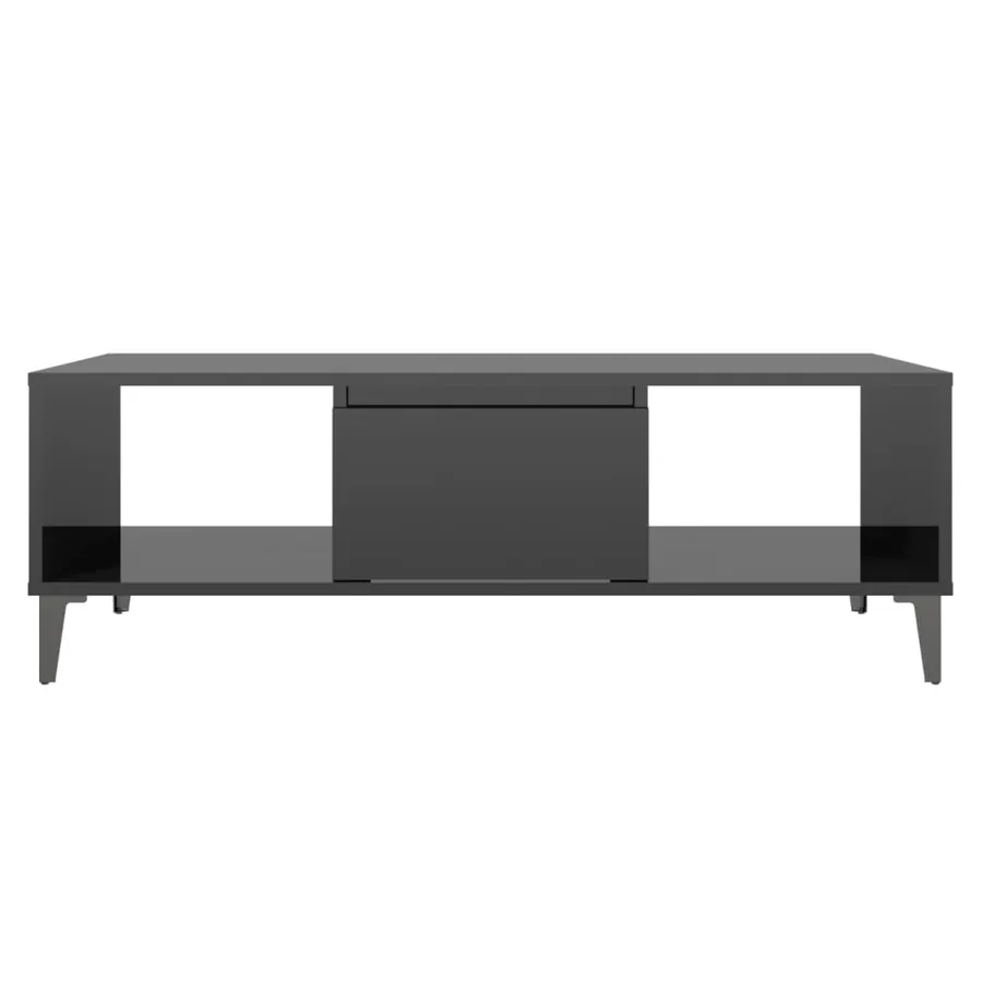 Table basse noir brillant 103,5x60x35 cm bois d'ingénierie - 5