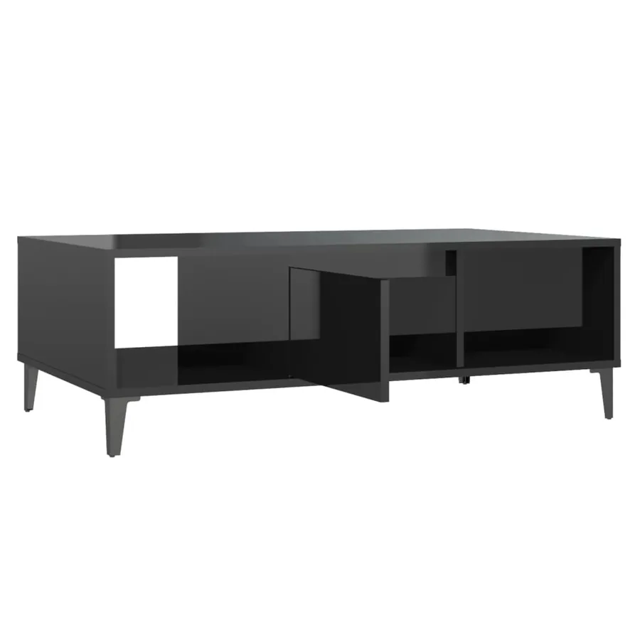 Table basse noir brillant 103,5x60x35 cm bois d'ingénierie - 7