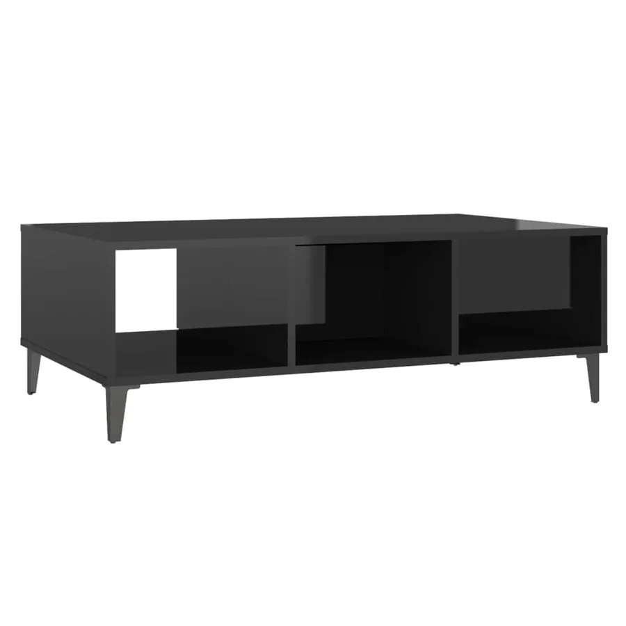 Table basse noir brillant 103,5x60x35 cm bois d'ingénierie - 8