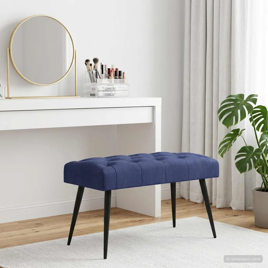 Banc avec capitonnage bouton Bleu police 80 x 40 x 46 cm