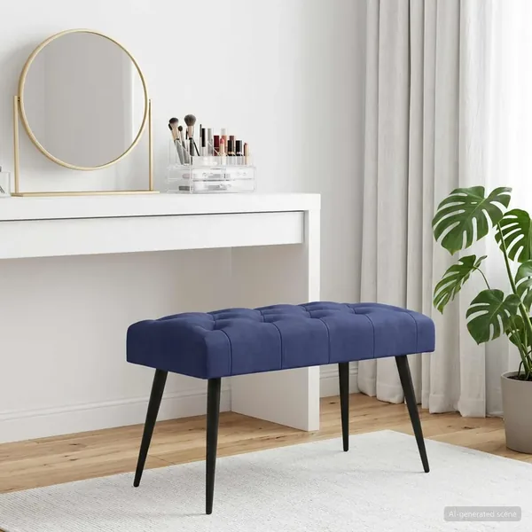 Banc avec capitonnage bouton Bleu police 80 x 40 x 46 cm