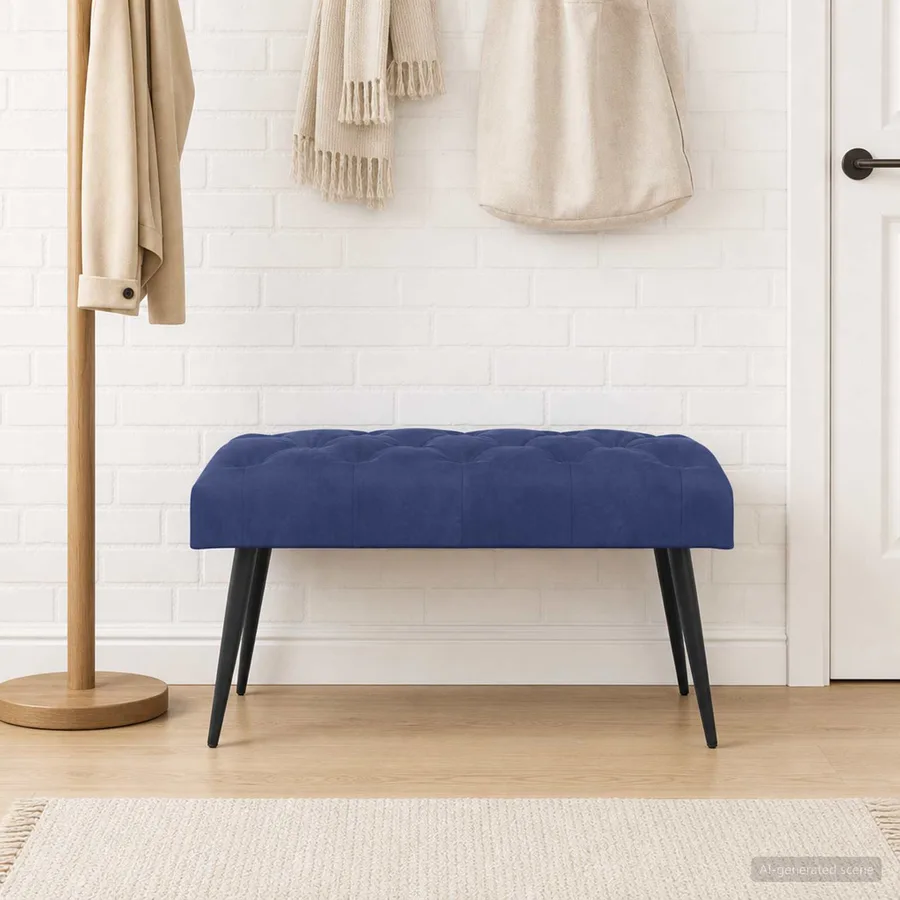 Banc avec capitonnage bouton Bleu police 80 x 40 x 46 cm - 4