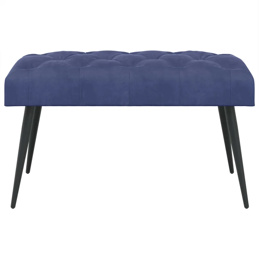Banc avec capitonnage bouton Bleu police 80 x 40 x 46 cm - 5
