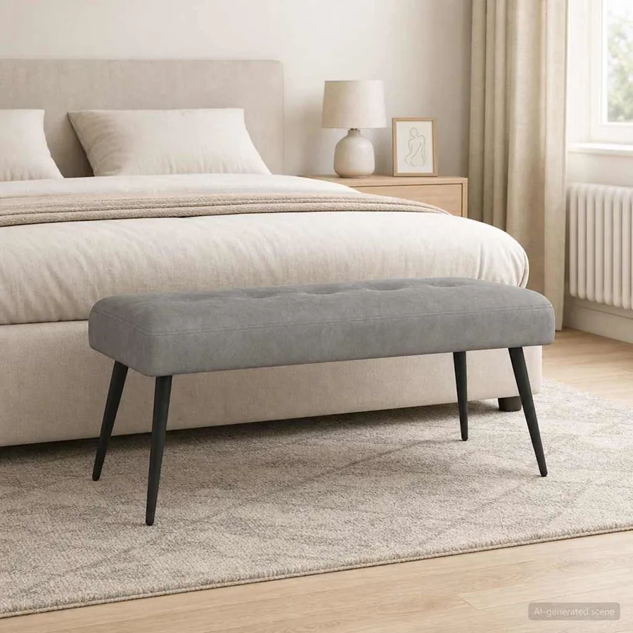 Banc avec capitonnage bouton Gris clair 110 x 40 x 46 cm