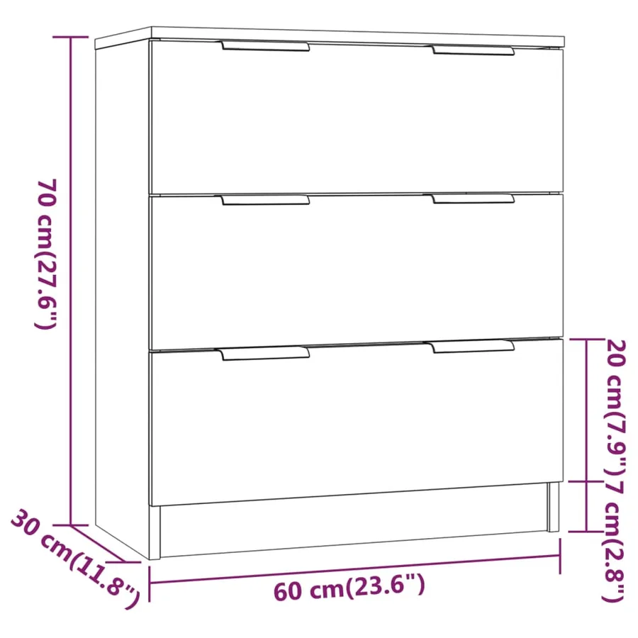 Buffet Blanc 60x30x70 cm Bois d'ingénierie - 8