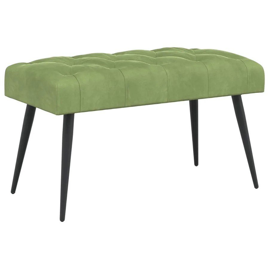 Banc avec capitonnage bouton Vert clair 80 x 40 x 46 cm Velours - 2