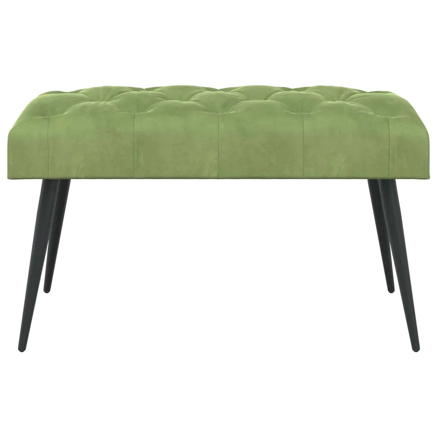 Banc avec capitonnage bouton Vert clair 80 x 40 x 46 cm Velours - 5