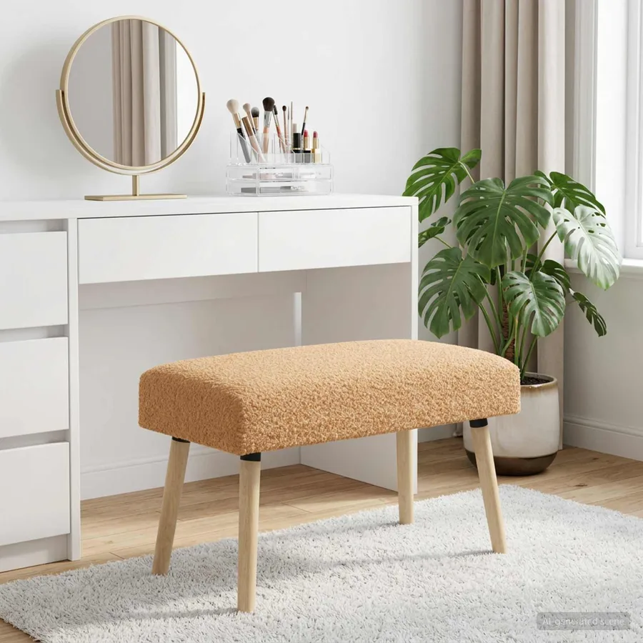 banc Uni Beige 80 x 40 x 46 cm Bouclé - 3
