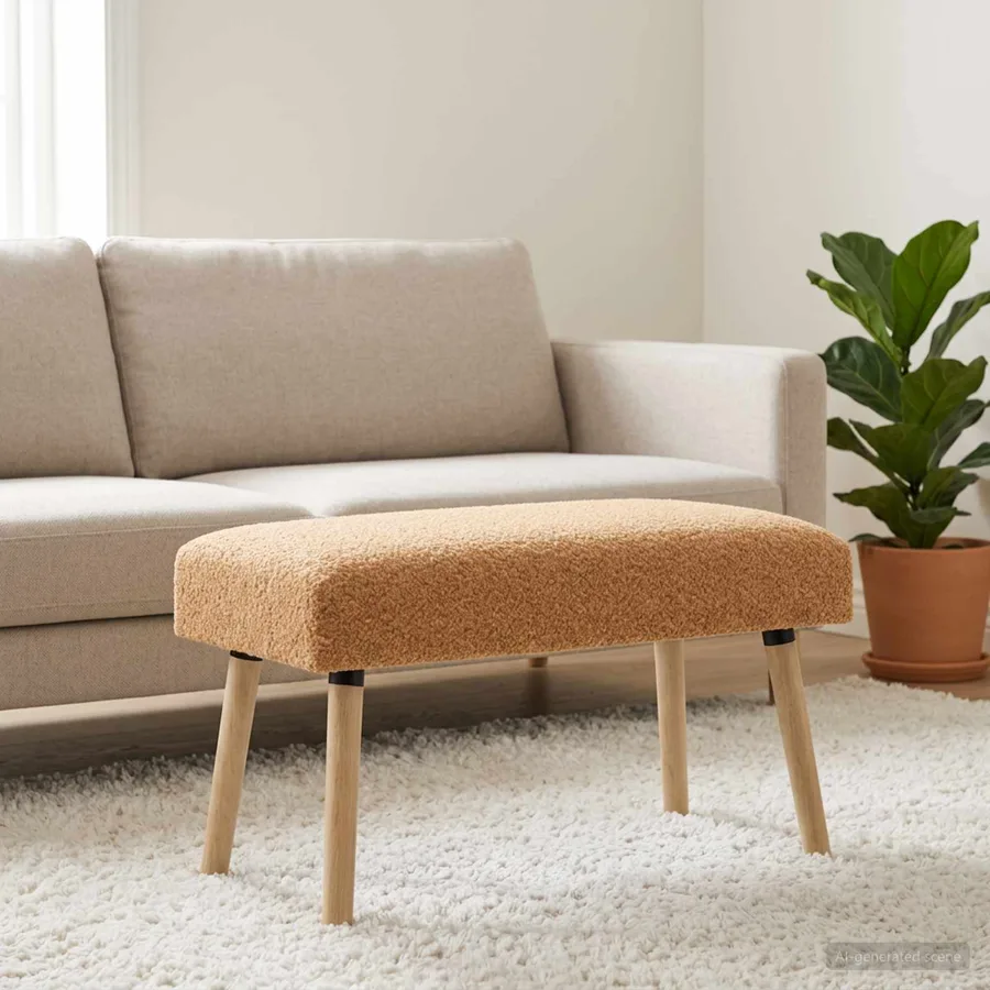 banc Uni Beige 80 x 40 x 46 cm Bouclé - 4
