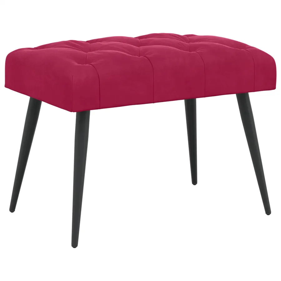 Banc avec capitonnage bouton Bordeaux 60 x 40 x 45 cm Velours - 2