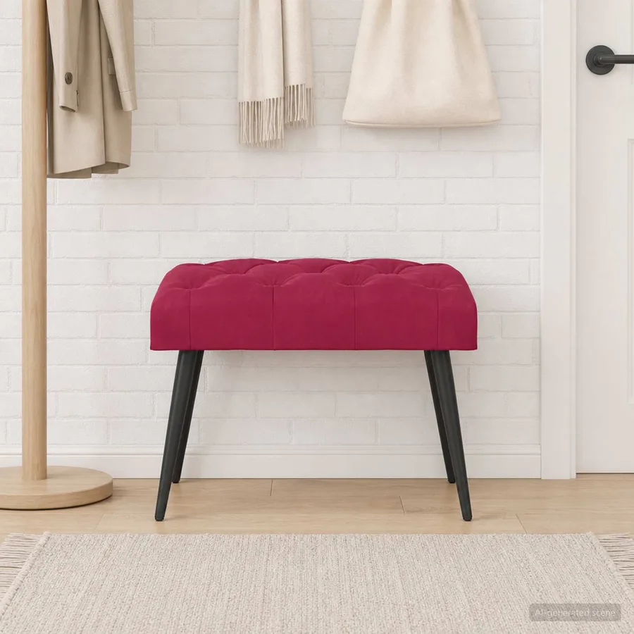 Banc avec capitonnage bouton Bordeaux 60 x 40 x 45 cm Velours - 3