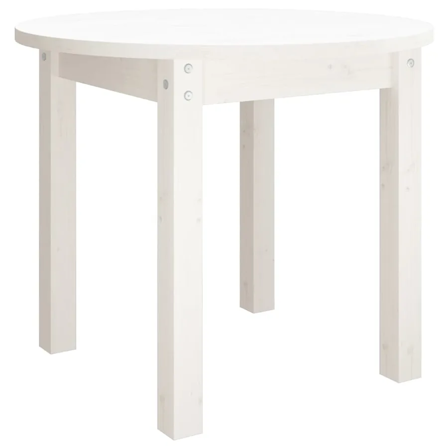 Table basse Blanc Ø 55x45 cm Bois massif de pin - 2