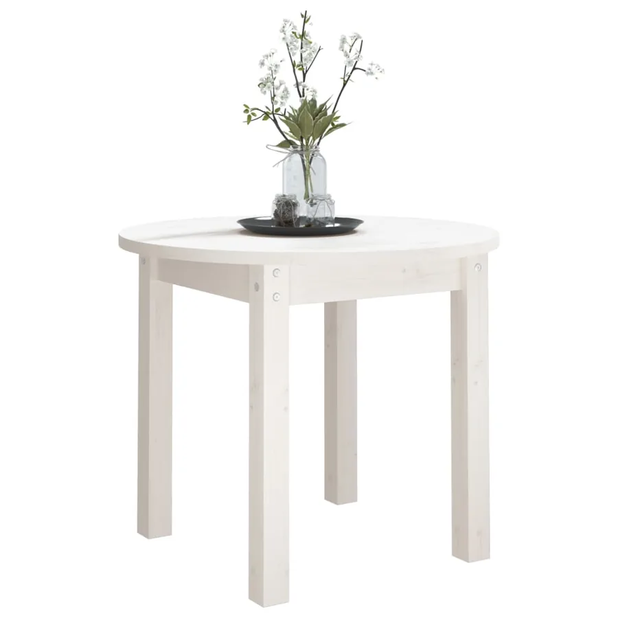 Table basse Blanc Ø 55x45 cm Bois massif de pin - 4