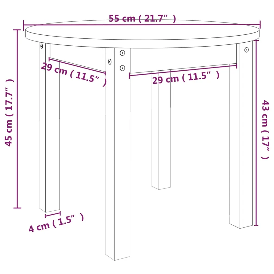 Table basse Blanc Ø 55x45 cm Bois massif de pin - 8